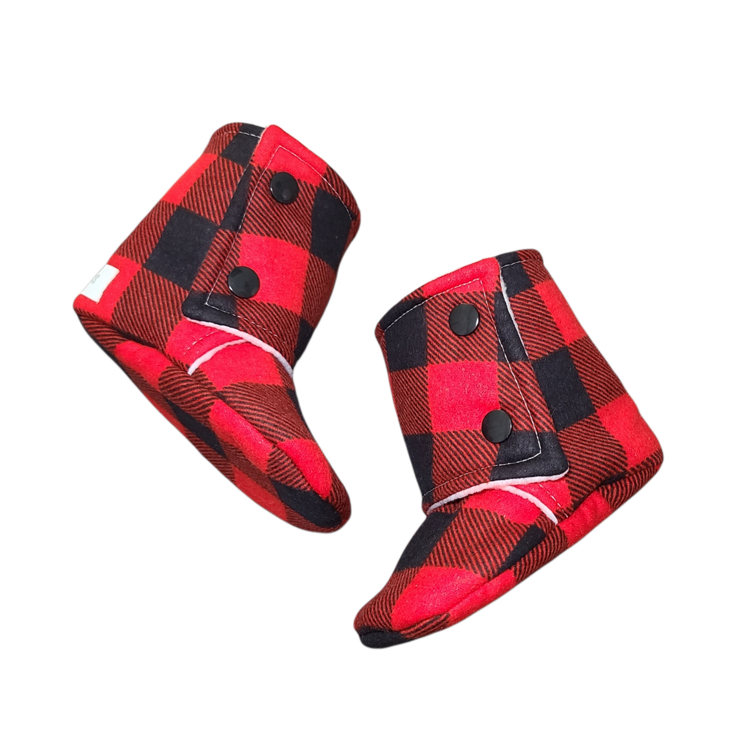 Red BUFFALO Plaid Baby Booties, Baby Gift, baby Moccs, Baby Booties, Buffalo Plaid Baby Slippers, Crib Shoes, Buffalo Plaid Baby Shoes