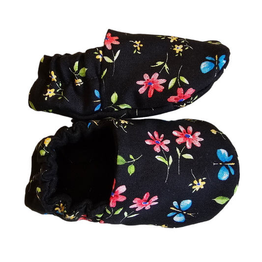 Floral Baby Shoes, Floral Crib Shoes, Floral Baby Moccs, Floral Baby Slippers, Flowered Baby Slippers, Baby Girl Shoes